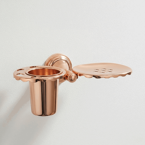 Pyramid : Soap Dish + Tu.Holder PVD Rose Gold